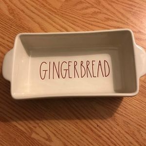 Rae Dunn Gingerbread loaf pan with red letters
